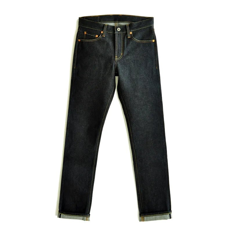 Men's Dark Blue Selvedge Slim Denim Jeans