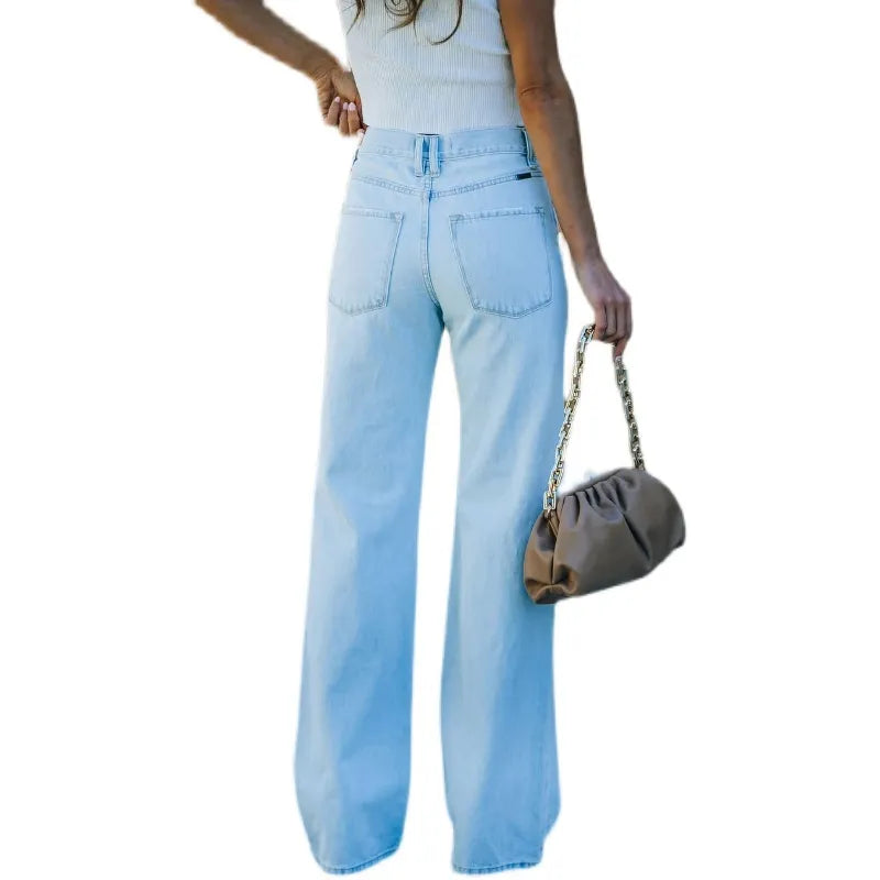 Women's Retro Flared Loose Fit Ripped Jeans