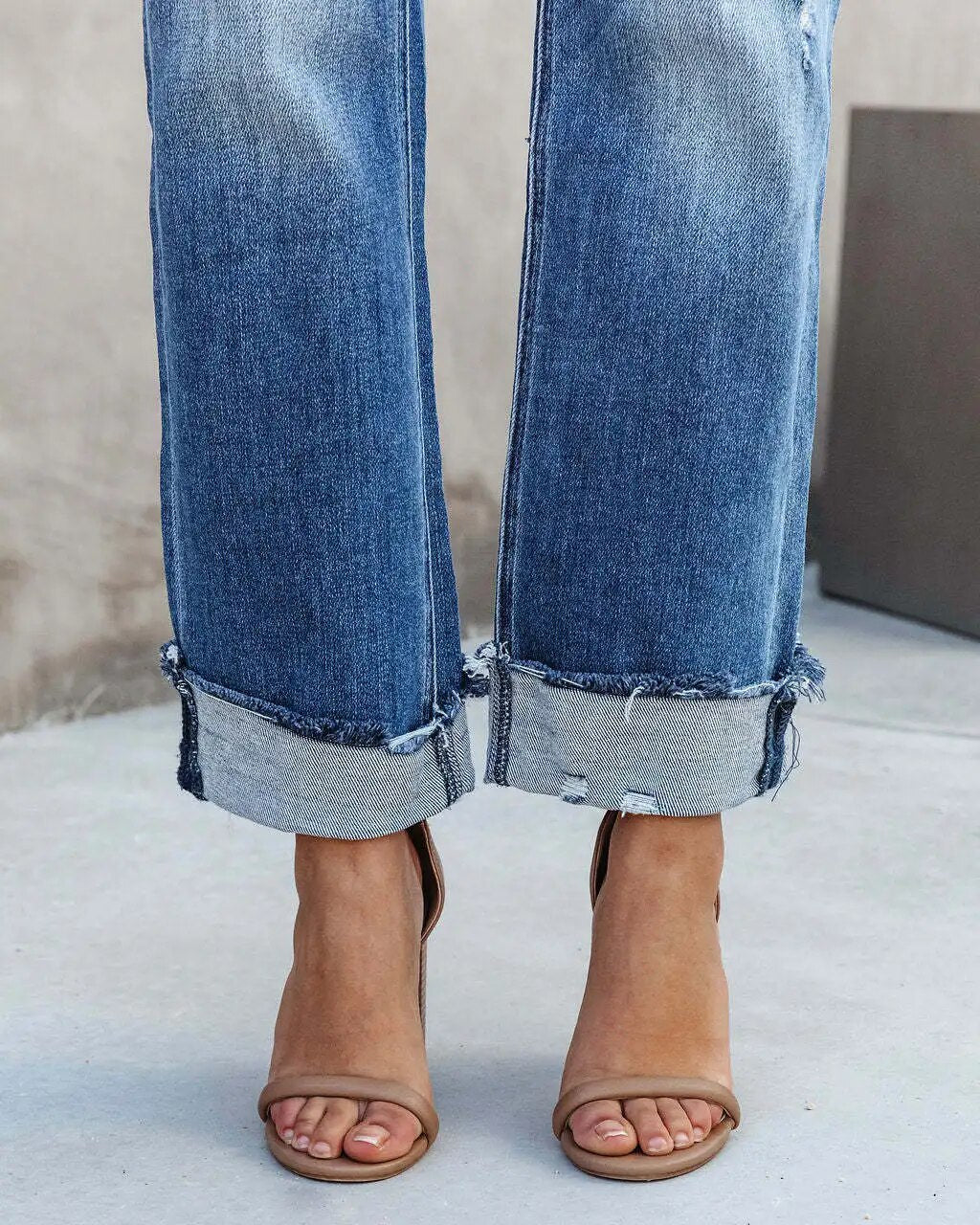 Women's Casual Loose Medium Wash High Waist Jeans