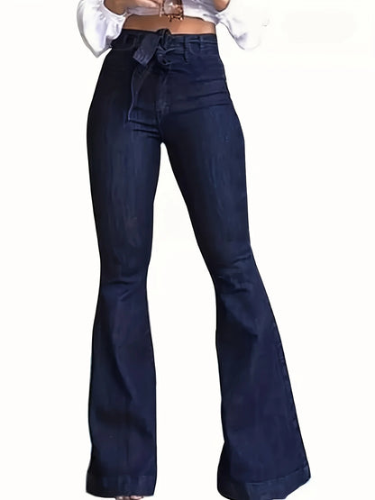 Women's Navy Blue Flared Denim Pants