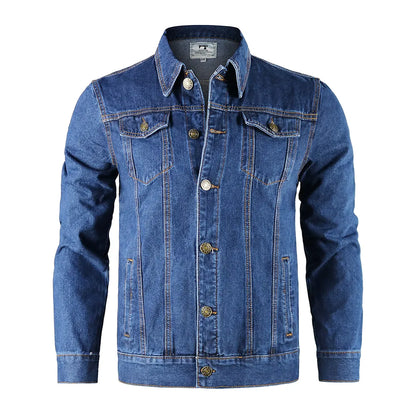 Men's Medium Wash Denim Cotton with Front Pockets Jacket