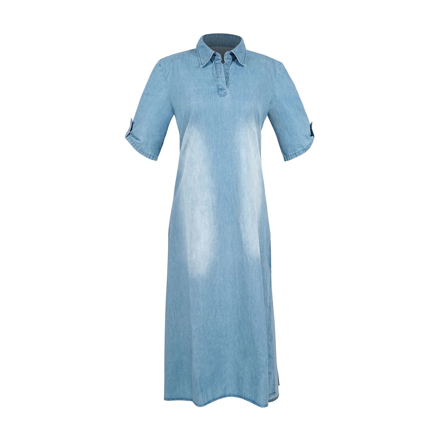 Women's Loose Long & Side Slitting Hem Denim Dress
