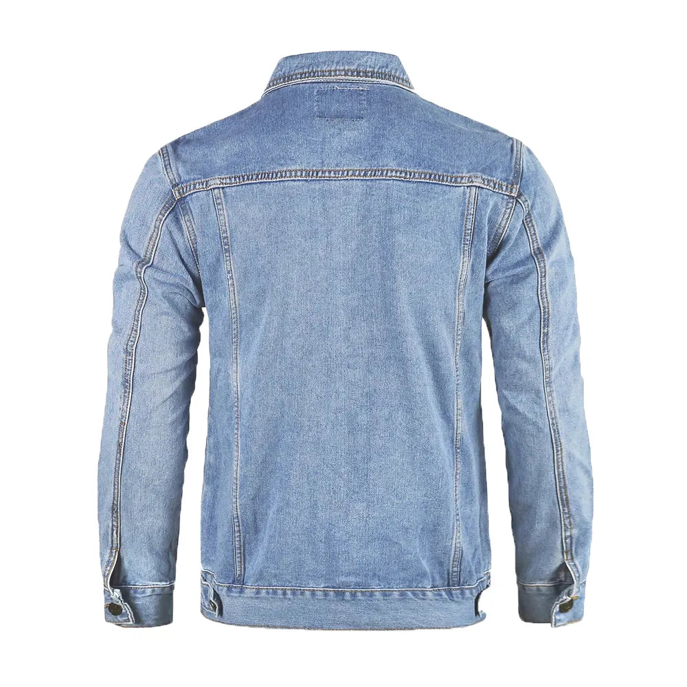 Men's Light Wash Denim Jean Jacket with Front Pockets