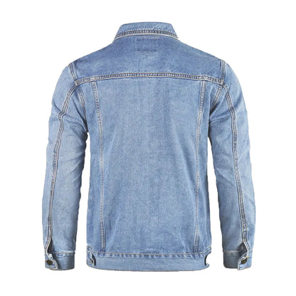 Men's Light Wash Denim Jean Jacket with Front Pockets