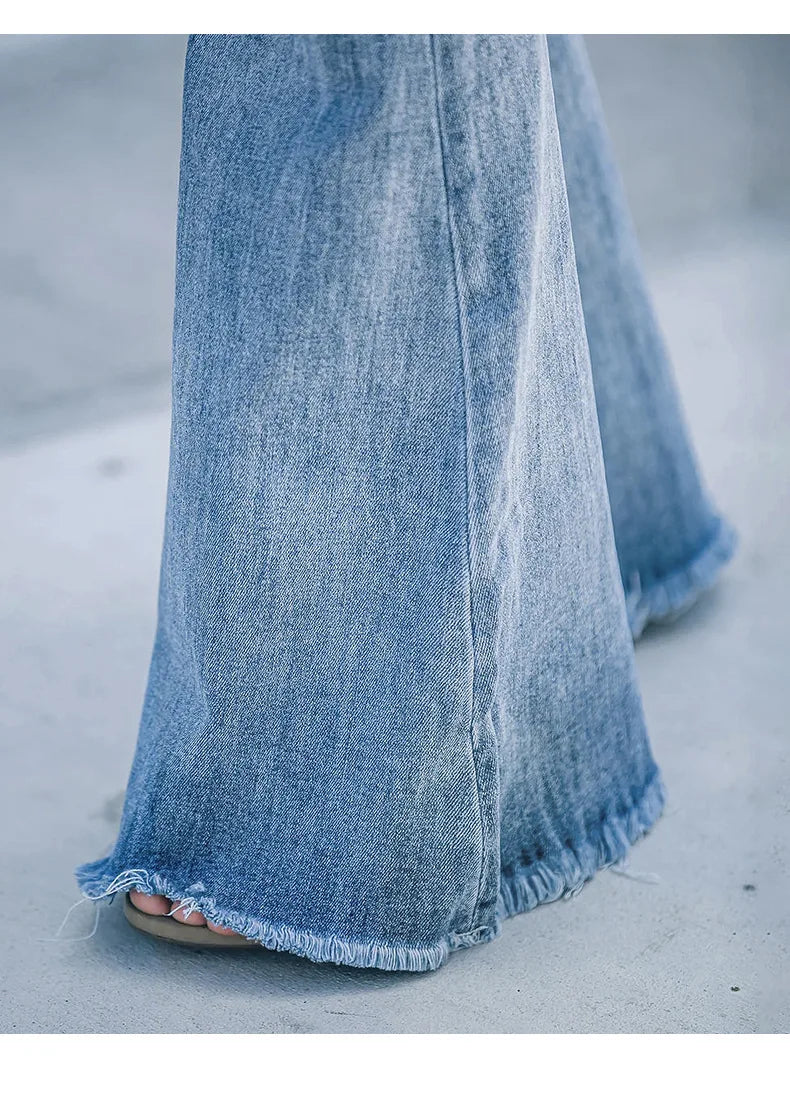 Women's Vintage Elastic Washed Flare High Waist Jeans