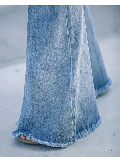 Women's Vintage Elastic Washed Flare High Waist Jeans
